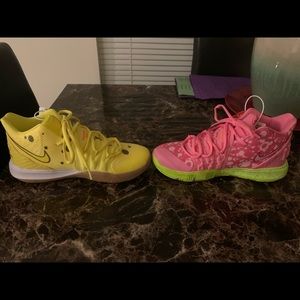 Kyrie 5 Basketball court shoe Nike L yellow SpongeBob & R pink PatrickStar
